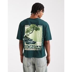 ASOS Design Bonsai Graphic Tee Boxy Oversized Fit Green XL Streetwear Unisex